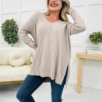 Women's Design Sewing Front Sweater Loose Knitwear Long Sleeve Top