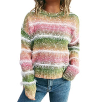 Striped Rainbow Pullover Gradient Cute Round Neck Sweater