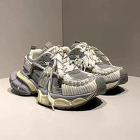 Womens Strappy Retro Chunky Elevating Fashion Sneakers
