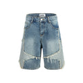 Men's Five-pointed Star Side Stitching Cat Raw-cut Edges Shorts