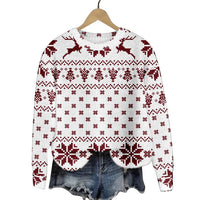 Christmas Cat Hat Snowflake Print Women's Round Neck Sweatshirt