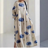 Women's Loose Round-Neck Printed Dress