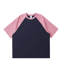 Menswear T-shirt Candy Color Contrast Color Raglan Sleeve
