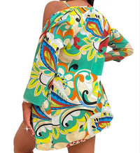 Summer Fashion Printed Waist-controlled All-match Top Three-piece Suit