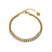Full-Crystal Zircon Flower Stainless Steel Bracelet