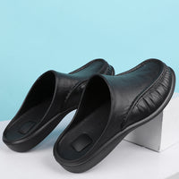 Slippers Men's Summer Leather Word Casual Tide Sandals Men's Non-slip Leather New Sandals Outer Wear Large Size Beach Shoes