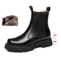Thick Soled Doc Martens Men's Half High Top Leather Boots Sleeve Tooling Cotton Boots