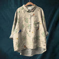 Women's 3D-patterned Long-sleeve Button-up Top