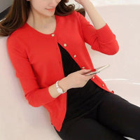 Sweater Coat Women's Knitted Cardigan Round Neck Long Sleeve Top