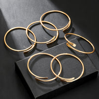 Simple Flattened-end Open Alloy Bracelet