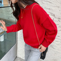 Retro Lazy Style Solid Color Pullover Soft Glutinous All-matching Sweater