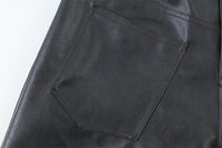 Men's Loose Cool Straight Pocket Inside-out Wear Design PU Leather Shorts