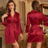 Yaoyao New Style Pajamas Womens Summer Long-Sleeve French-Elegance Rayon Loungewear