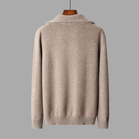 Men's Diamond-Pattern Sweater Casual Stand Collar Long Sleeves