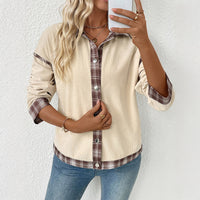 Women's Plaid Corduroy Stitching Jacket