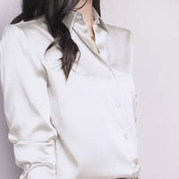 French-style Sophisticated Satin Faux-silk Blouse For Women