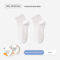 Travel compression socks-medium tube-gray-polyester cotton-1 pair