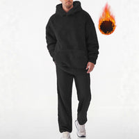 Men's Hooded Casual Loose-Fit Fashionable Personalized Coral Fleece Sweater Set
