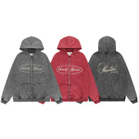 Distressed Washed Hooded Jacket Men's Punk Trendy