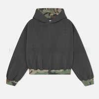 Autumn And Winter Simple Fashion Contrasting Color Camouflage Hooded Sweatshirt With Fake Two-piece Design