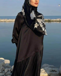 Women's Muslim Style Satin Stitching Design Elegant Fashion Dress