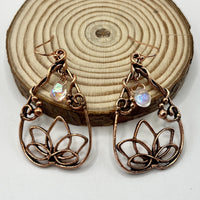 Retro Lotus Flower Waterdrop-Shaped Earrings Inlaid With Moonstone