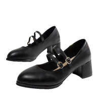 Plus Size Retro Pointed Low-cut Chunky Heel Shoes