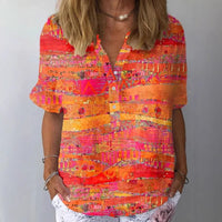 Casual Women's Short Sleeve Pullover Print Shirt