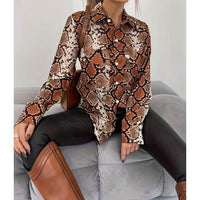 Snake Pattern Long Sleeve Loose Oversized Shirt