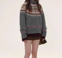 Women's Thick Retro College Style Knitted Sweater