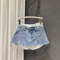 Loose Patchwork Niche Irregular Fake Two A-line Skirt