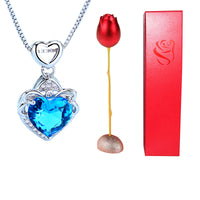 Heart-shaped Blue Purple Crystal Jeweled Pendant Jewelry Box