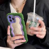 Plush Lamb Hair Mirror Mobile Phone Case