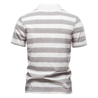 Striped Lapel Men's Polo Shirt Fashion