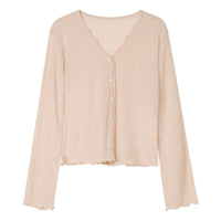 Tree Fungus-like Lacework Knitted Button Cardigan