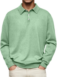 Winter Dralon Long Sleeve V-neck Buttons Men's Casual Jacket Polo Shirt