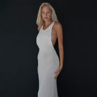 Women's Sleeveless Sheath Fishtail Dress T-Strap Back Dress