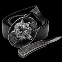 Men's Leather Smooth Buckle Belt Knife