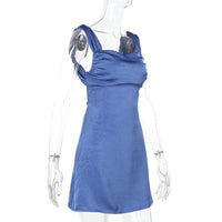 Square-neck Pleated-shoulder Sheath Dress