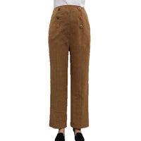 Women's Pit-stripe Buttoned Slim-fit Straight-leg Trousers