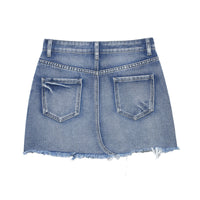 European And American Style Fashion Casual Simple Hole Denim Mini Skirt