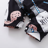 European And American Milk Bottle Printed Short-sleeved One-piece Romper