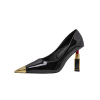 Shallow-mouth Sexy Anti-collision Metal Toe Patent Leather Shoes