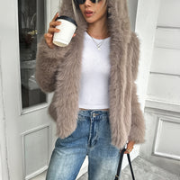 Fleece Long Sleeve Coat Women's Clothing