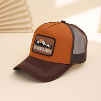 Men's Patchwork Sunset Mountain Mesh Baseball Cap, Fashionable And Casual Baseball Cap, Spring And Summer Outdoor Travel And Sports