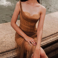 Slant-neck Sleeveless Midi Dress For Women