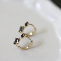 S925 Sterling Silver Gold Plated Black Zircon Earrings