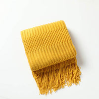 Sofa Bed Blanket Cashmere-like Warm Tassel Scarf