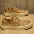 Men's Botton Width Height Increasing, Brown Lace-up Cutout Single Layer Sports And Leisure