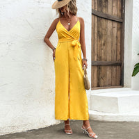 Women's Jumpsuit Self-tie Slit Backless Sling